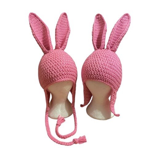 Pink Bunny Ears Hat – Rabbit With Tall Ears Crocheted Beanie - Etsy