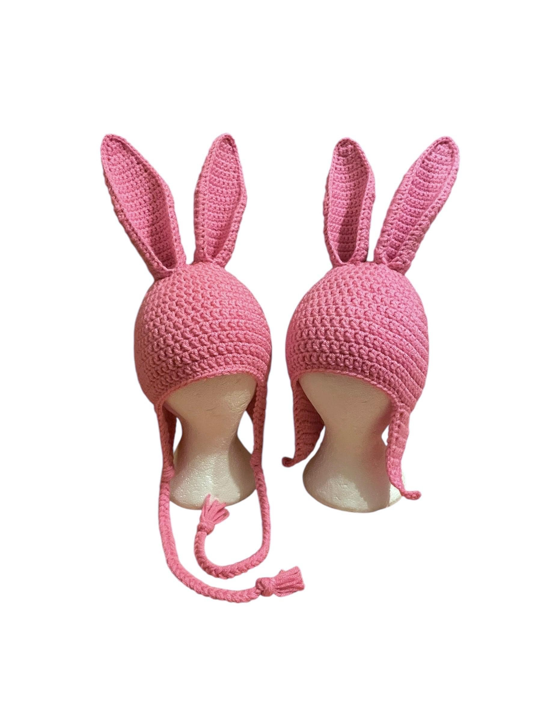 Pink Bunny Ears Hat – Rabbit With Tall Ears Crocheted Beanie - Etsy