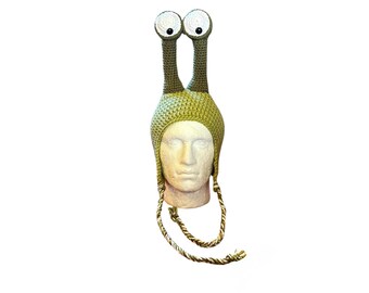 Snail Hat with Eye Stalks in Custom Colours, Novelty Handcrafted Animal Cap with Antennas