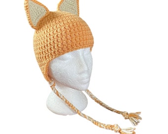 Hat with animal ears Earflap hat, beanie hat with ears cute birthday gift for animal lover for child for her for lady - your colour choices