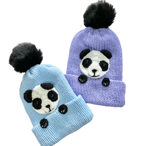 Bonnet et écharpe panda, bonnet panda, bonnet à pompon panda pour enfants Cadeau d'anniversaire panda, écharpe panda pour adultes Bonnet panda pour enfants