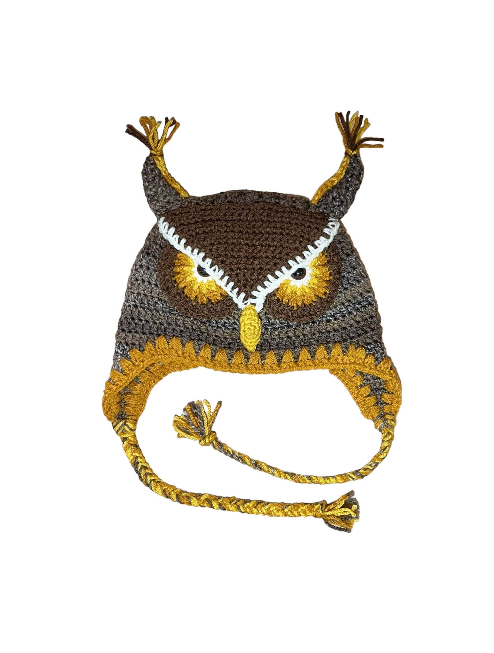 Brown Owl hat with earflaps and braids perfect gift for Owl bird lovers, Owl beanie or Brown Owl gif