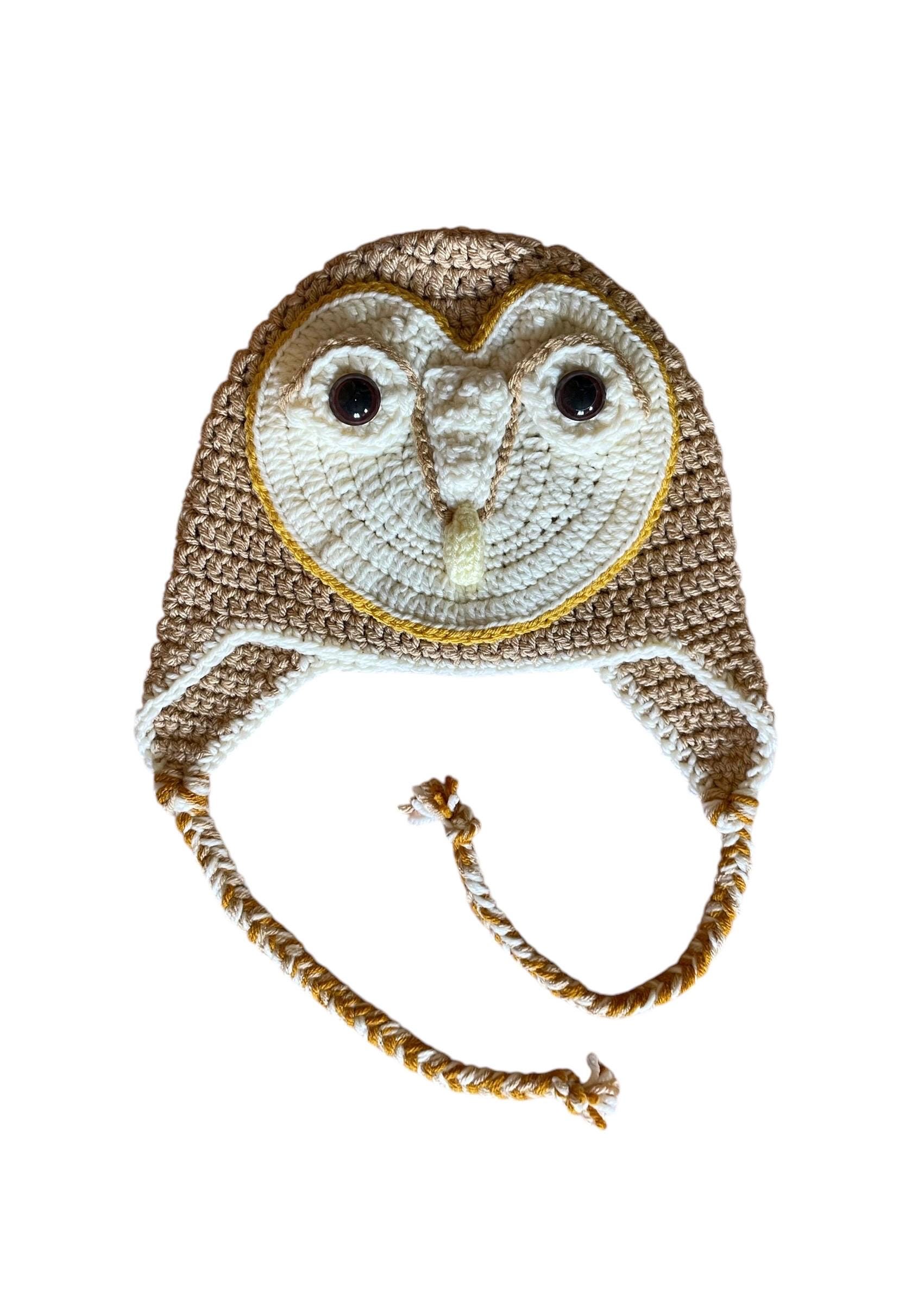 Crochet Barn Owl Hat with Braids: Bird Lover Gift