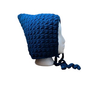 Handmade Crocheted Pixie Bonnet: Warm Acrylic Hood Hat with Ties