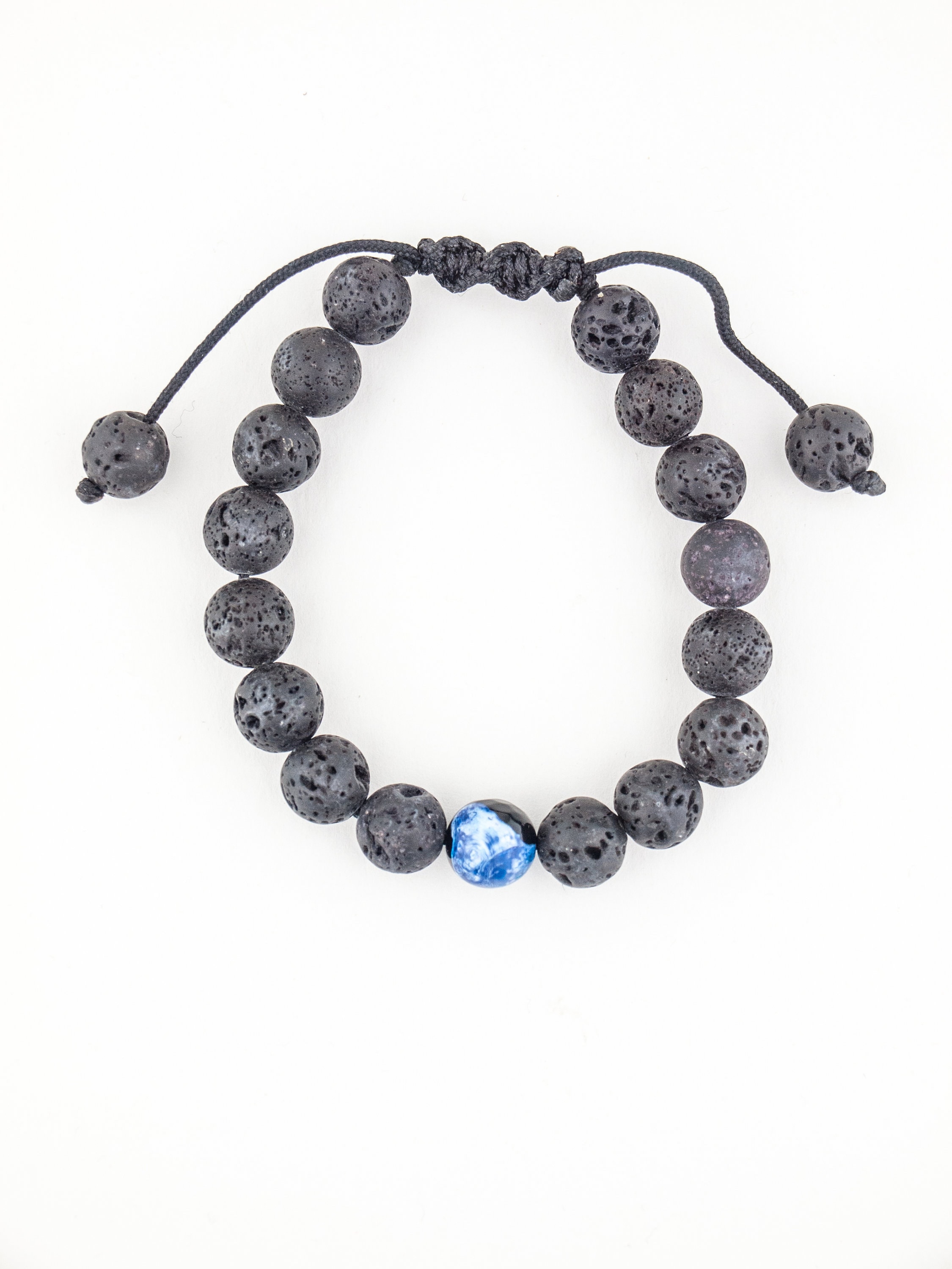Macrame Lava Rock Bracelet With Blue Agate Gemstone Gemstone Etsy UK