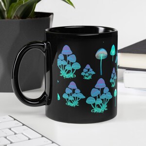 Psychedelic Mushroom Coffee Mug with Colorful Groovy Print, Fun Gift for Mushroom Lover