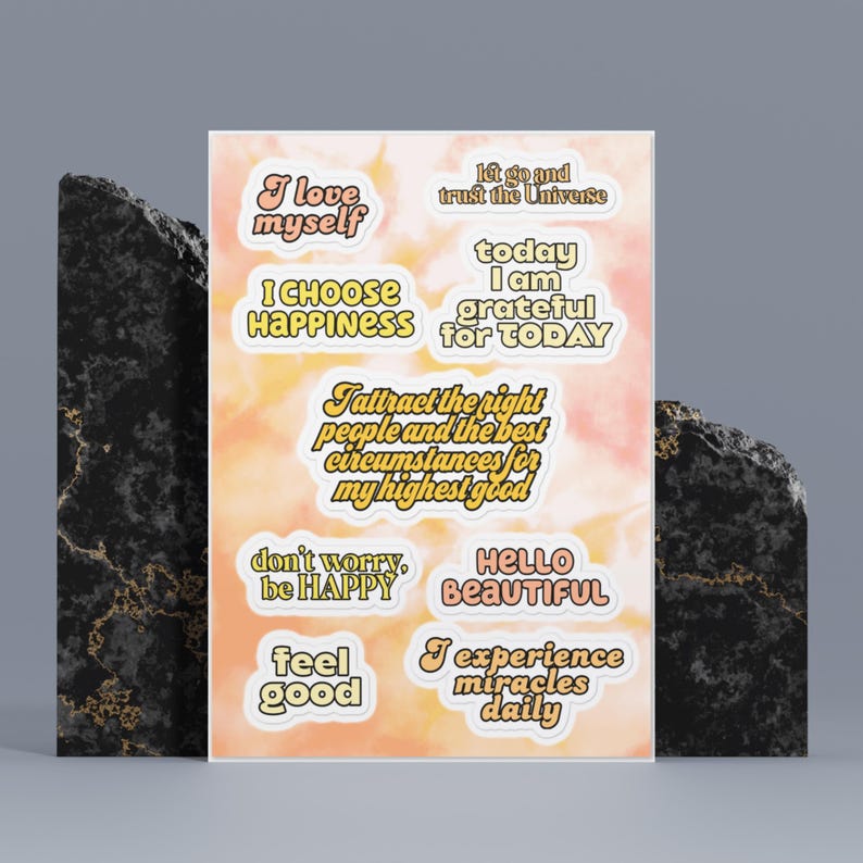 Affirmation Stickers Sheet for Positive Mindset, Self Love & Happiness ...