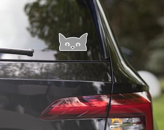 Grey Cat Sticker, Kitty Kawaii Aesthetic Sticker in 3 Sizes - High-Quality Waterproof Vinyl Decal for Laptops, Water Bottles & Journals