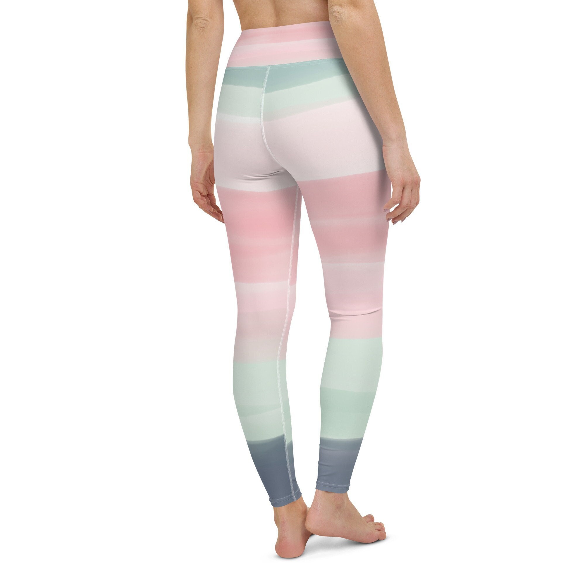 Yoga Pants With Pastel Ombre Print, High Waisted Athletic Leggings for  Women 