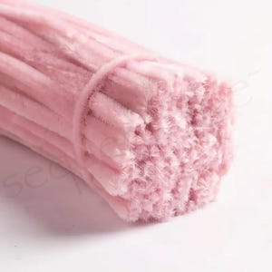 Baby Pink Chenille Craft Stems Pipe Cleaners 30cm x 6mm immagine 2