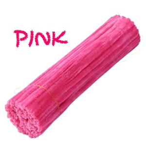Pink Chenille Craft Stems Pipe Cleaners 30cm x 6mm image 2