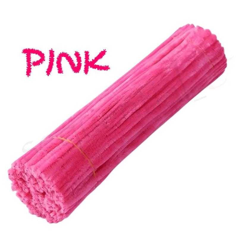 Pink Chenille Craft Stems Pipe Cleaners 30cm x 6mm image 2