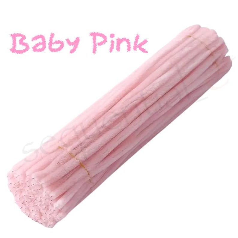 Baby Pink Chenille Craft Stems Pipe Cleaners 30cm x 6mm immagine 4
