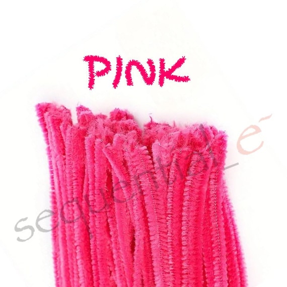 Pink Chenille Craft Stems Pipe Cleaners 30cm x 6mm