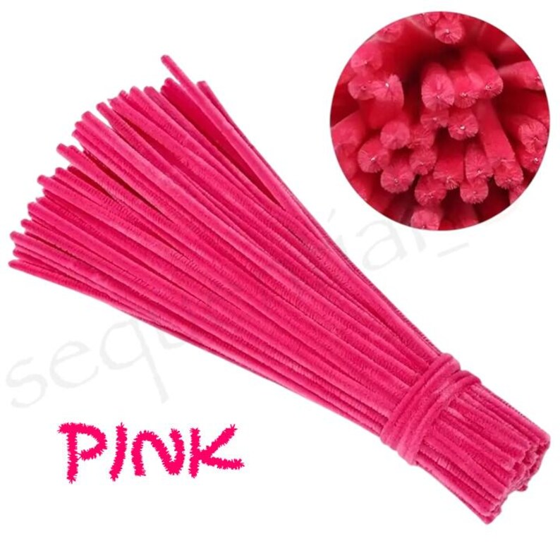 Pink Chenille Craft Stems Pipe Cleaners 30cm x 6mm image 4