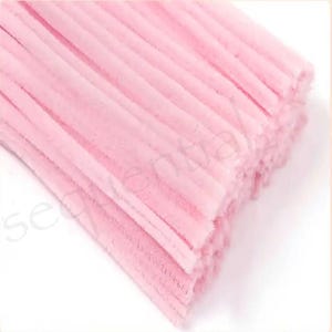 Baby Pink Chenille Craft Stems Pipe Cleaners 30cm x 6mm immagine 3