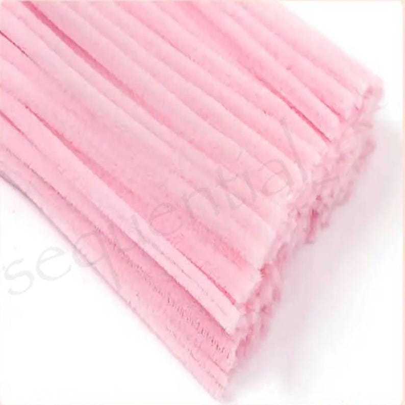 Baby Pink Chenille Craft Stems Pipe Cleaners 30cm x 6mm immagine 3