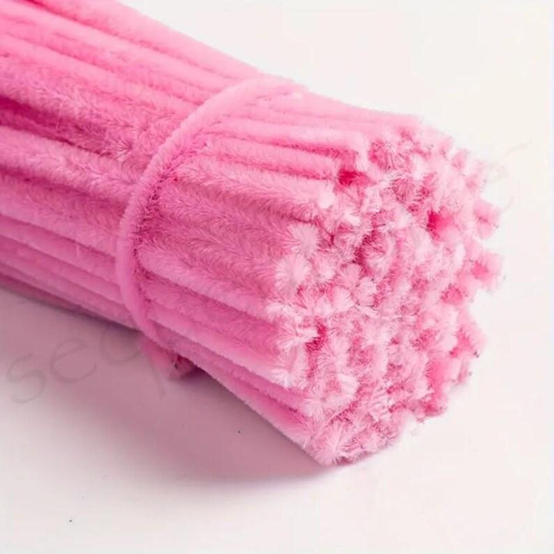 Pink Chenille Craft Stems Pipe Cleaners 30cm x 6mm image 3