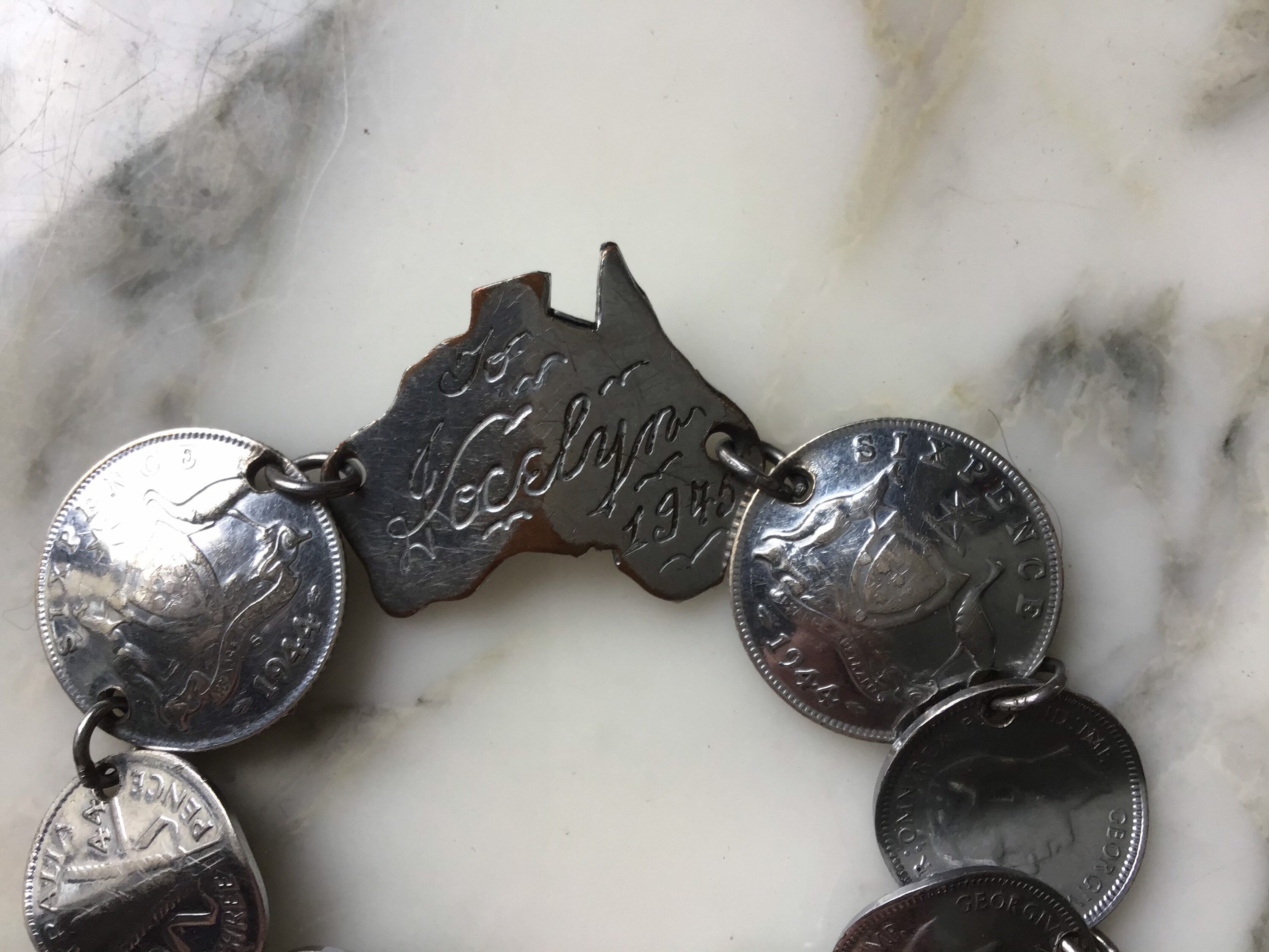 アクセサリー Vintage coinsilver Bracelet WWII ERA AUSTRALIAN 925 STERLING SILVER COIN BRACELET | eBay