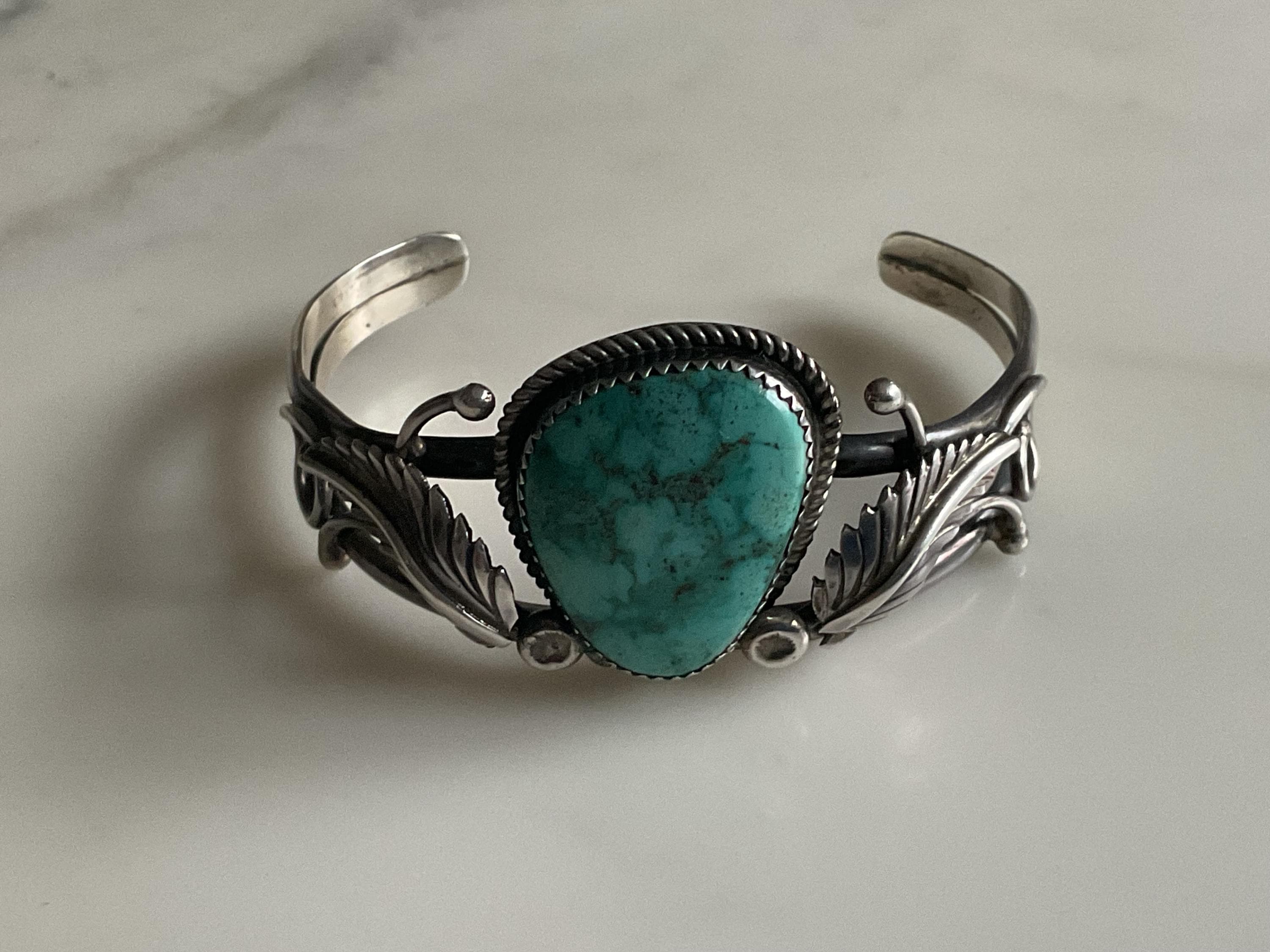 A Superb Vintage Native American Navajo Signed Sterling Silver and