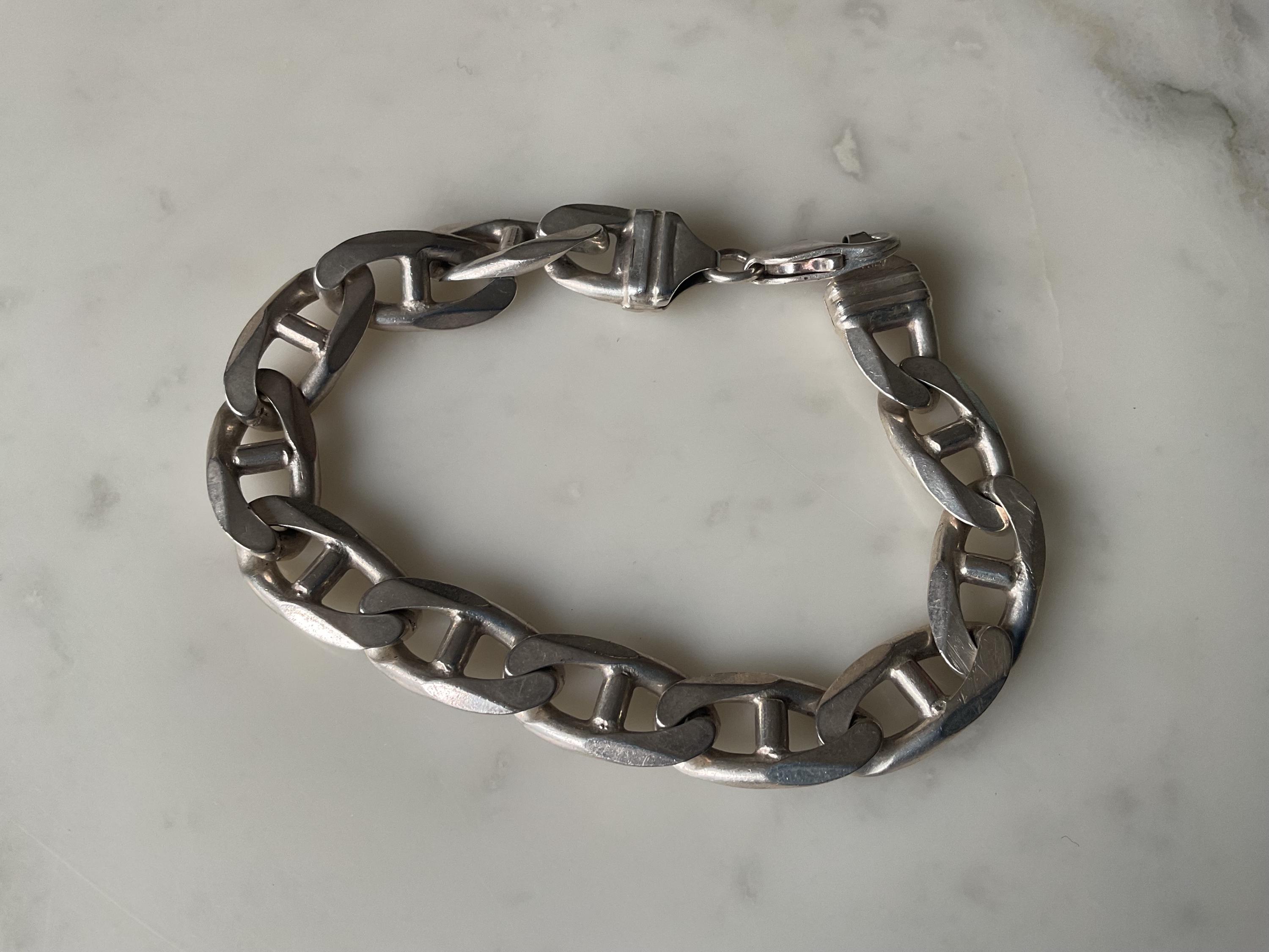Bracelet Gourmette En Argent 925 Signé PERLINI'S ITALY - Vintage - État Occasion Avec Micro-rayures