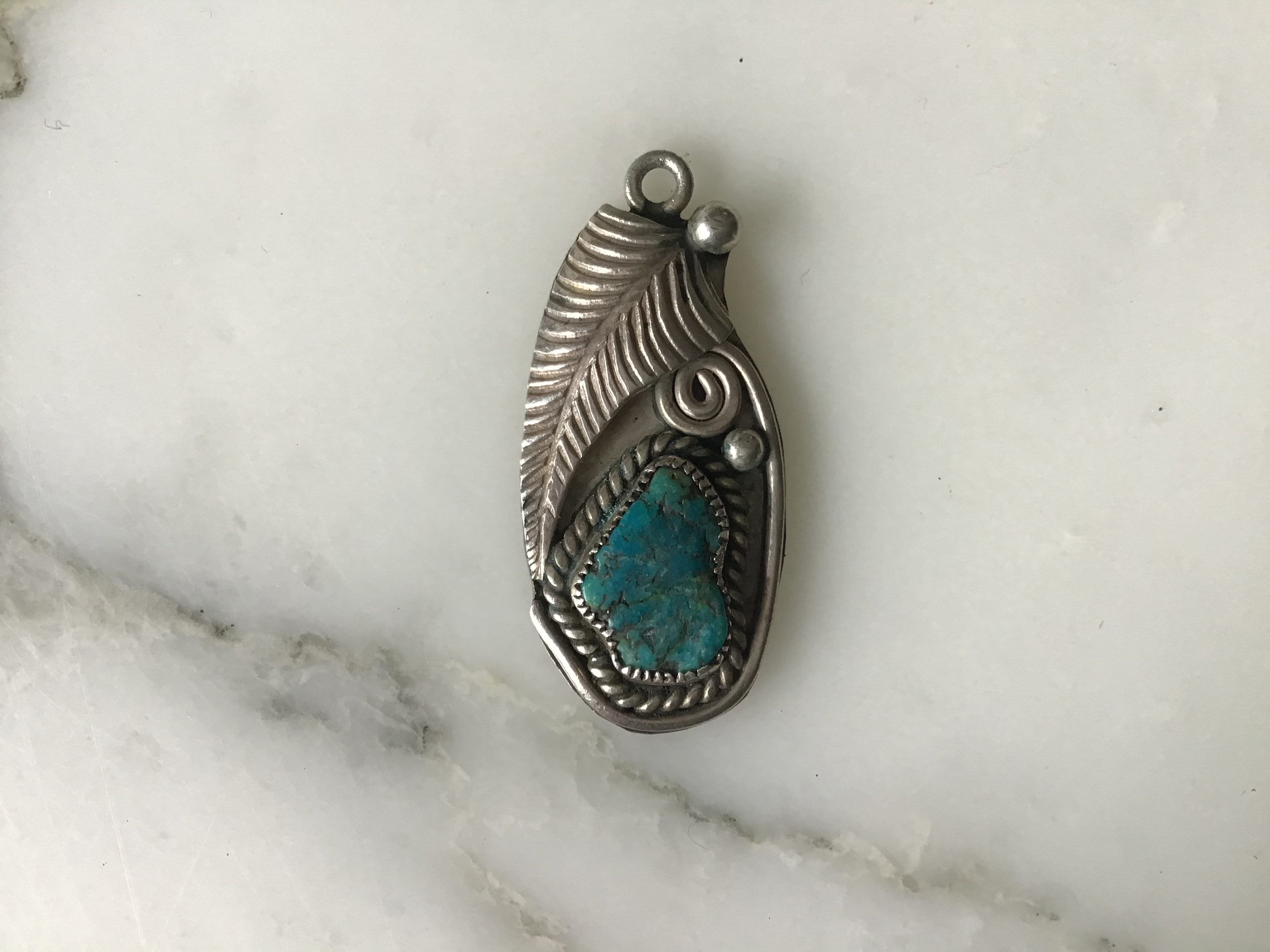 Pendentif En Argent Massif Signé AJC - Style Amérindien Navajo, Occasion
