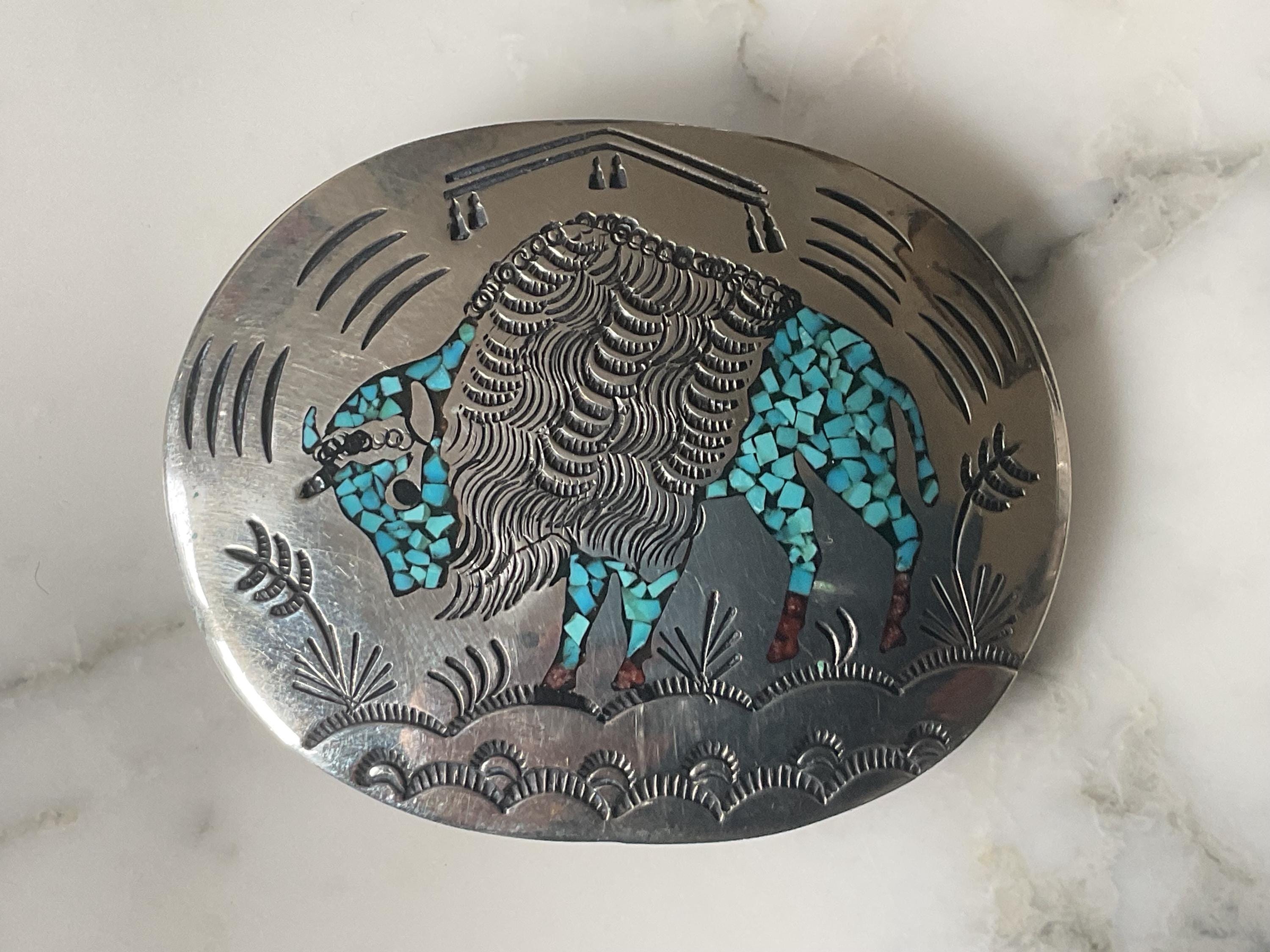 Navajo Silver Belt Buckle stamped W. Nezzie Nezzie Buckle - Etsy main image 4