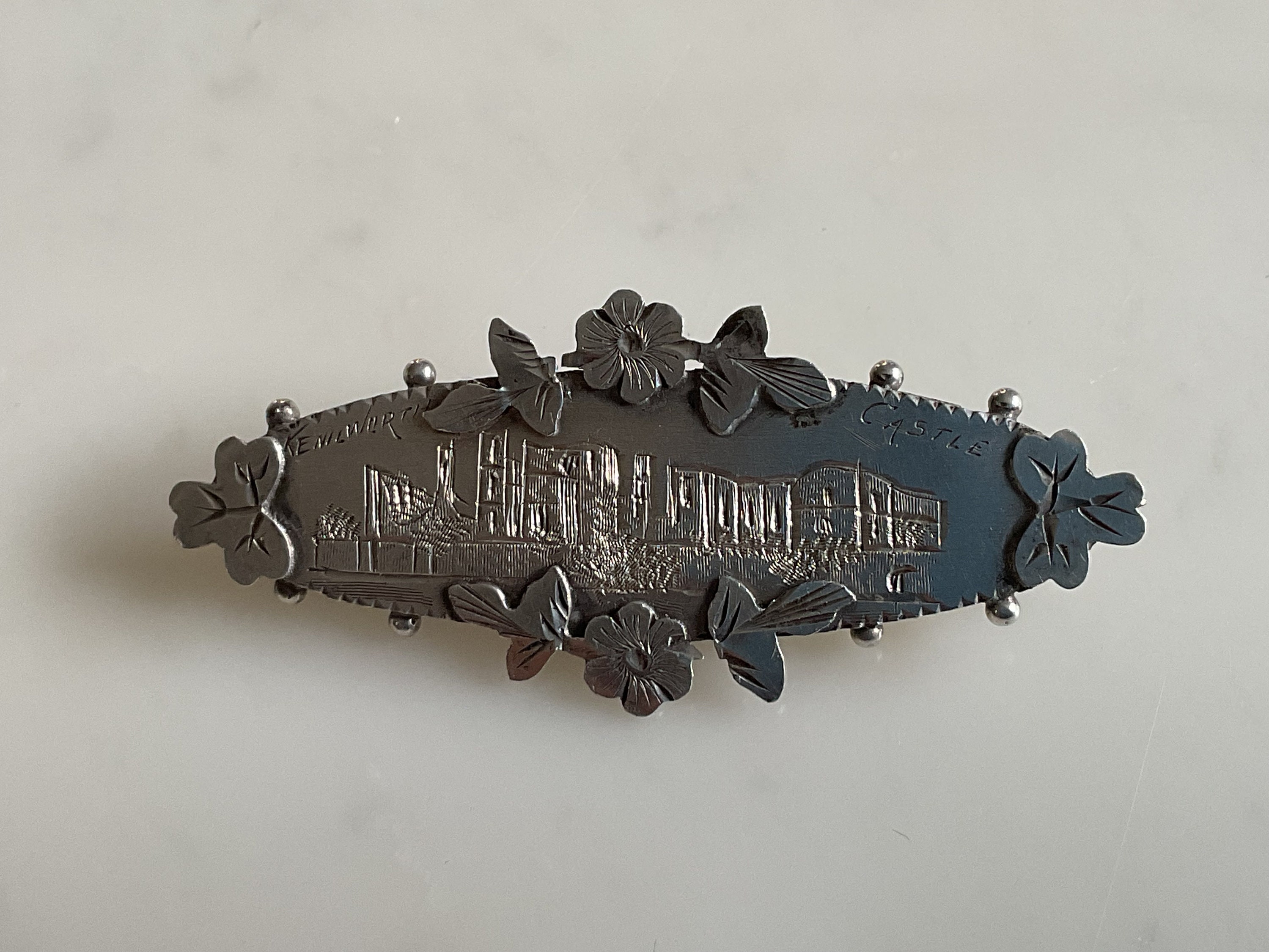 Ancienne Broche Art Déco / Nouveau En Argent Massif 925 - Motif Bouquet Ethnique