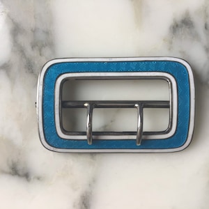 Lovely Edwardian silver and enamel belt buckle.