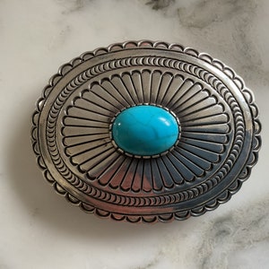Very Rare Baseball Concho Turquoise Sterling Silver Vintage Native American Navajo Belt Very Rare Baseball Concho Turquoise Sterling Silver Vintage Native American Navajo Belt