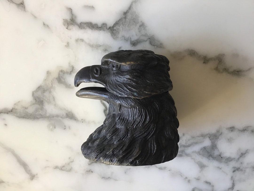 A Fine Early 20th Century Bronze Eagle Head Inkwell. Etsy