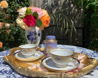 Antique Noritake Duos for 2 - handpainted roses & etched gilding