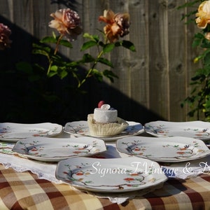 Heathcote Birds & Branch 6 Piece Plates Set c.1930