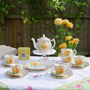 Yellow Rose Chintz Tea Set for 3 COLLINGWOOD c.1930
