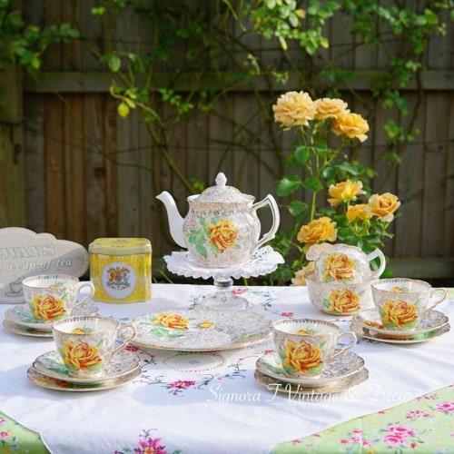Pink Rose Tea Set Etsy