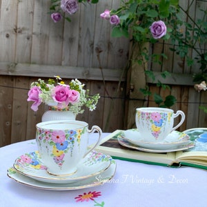 Antique Royal Standard Hollyhock Tea Set for 2 c.1930 (6 pieces_1)