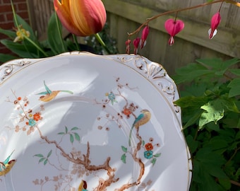Royal Grafton Gateaux centerpiece plate Aesthetic Tree branches & paradise birds c.1950
