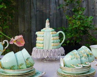 Tuscan Spring Green Leaves/ Hawthorn Leaves Tea Service (20 pieces with 2 options)