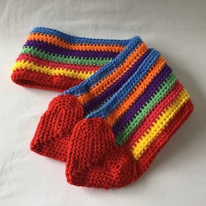 Children&#39;s rainbow scarf - kids scarf - children&#39;s winter style - heart scarf