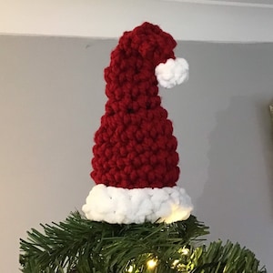 Santa hat tree topper, fun Christmas, alternative Christmas decoration, modern Christmas tree