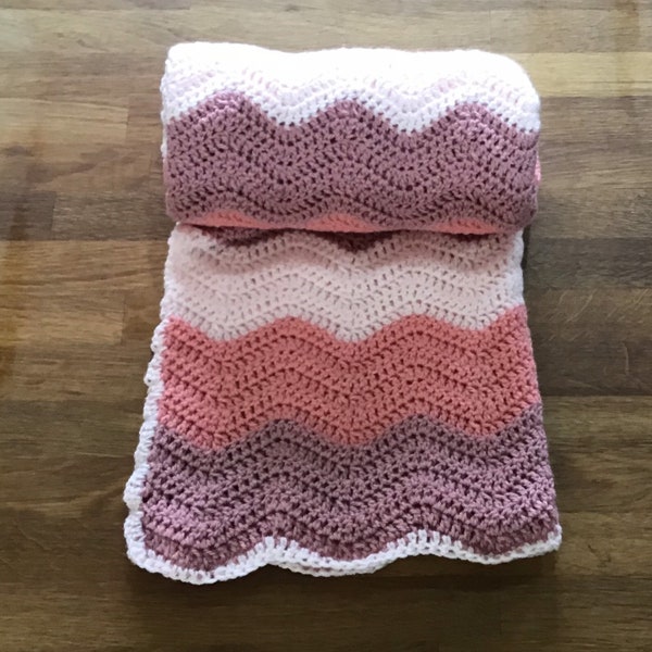 Dusky pink Chevron stripe baby blanket custom blanket made to order baby toddler lap blanket, sofa throw, bed blanket, lovey, security