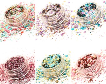 Newbie Collection - Bioglitter Bundle - 6 x 5ml pots or pouches - Biodegradable Eco-Friendly Glitter - Face & Body Cosmetic Glitter