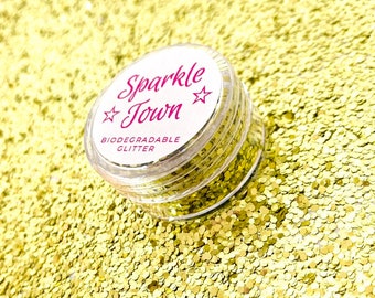 Gold Chunky Biodegradable Glitter - 5ml tub or pouch / Ecofriendly Bioglitter / Face and Body Cosmetic Glitter