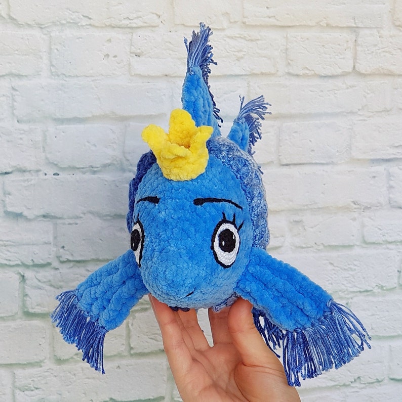 Stuffed Blue fish handmade plush toy amigurumi toy soft sea | Etsy