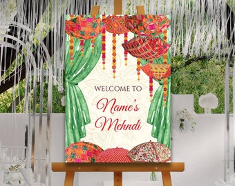 Mehndi Welcome Signs, Mehendi Signs, Umbrella Desi Decor, Mehndi Sign, Indian Decor Sign, Mendhi Umbrella, Henna Sign, Mehendi Welcome