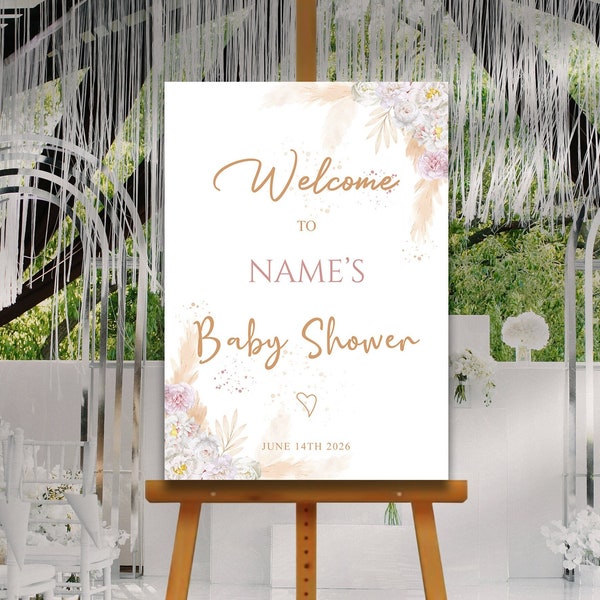 PAMPAS Baby Shower Welcome Board, A1, A2, A3 or A4, Gender Neutral Baby Shower Sign, Baby Welcome Sign, Baby Boy Baby Girl Shower, Party