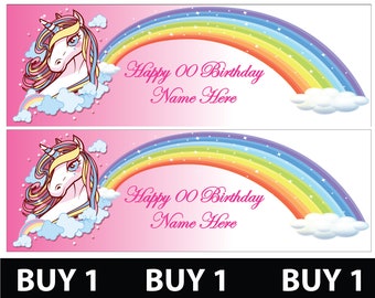 Buy 1 Get 1 Free 2 Personalised With Pink Text Unicorn Animal Themed  Birthday Banners - Party Celebration - Occasion - Kids - Boys - Girls