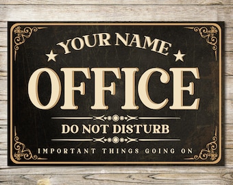 PERSONALISED Office Sign Metal Wall Door Decor Signage Accessory Room Plaque