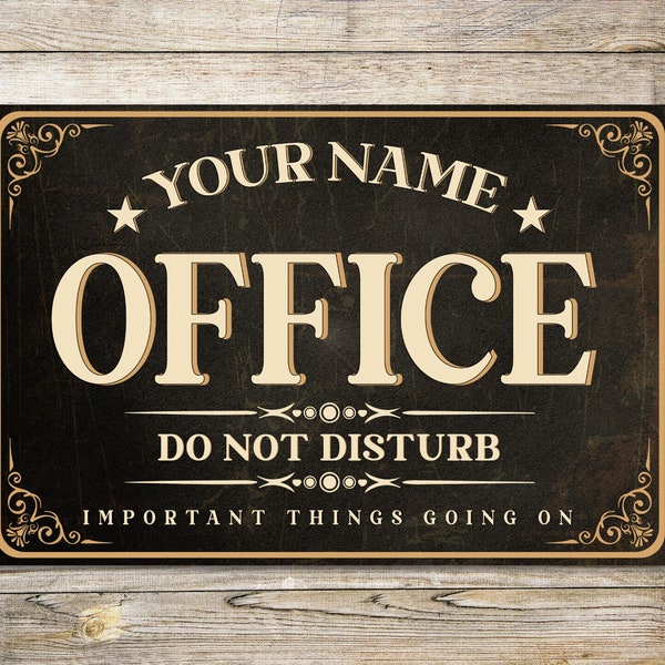 PERSONALISED Office Sign Metal Wall Door Decor Signage Accessory Room Plaque