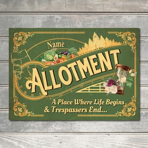 Personalised Allotment Sign Metal Garden Vegetable Patch Wall Door Decor Plaque